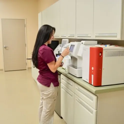 Staff member inside Companion Animal Hospital